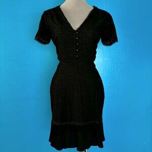 Lost + Wander Brigitte Eyelet Cutout Mini Dress in Black Lace Size Small